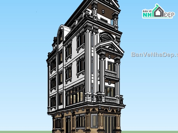 nhà 4 tầng,file nhà phố 4 tầng,phối cảnh nhà phố 4 tầng
