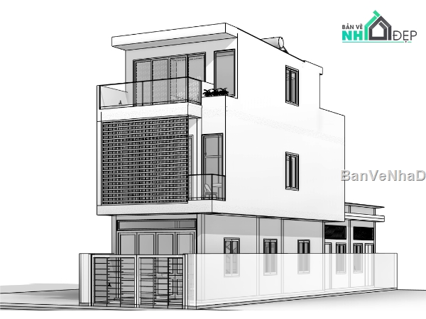 Bản vẽ nhà phố,nhà phố 3 tầng,nhà phố 5 x 20m