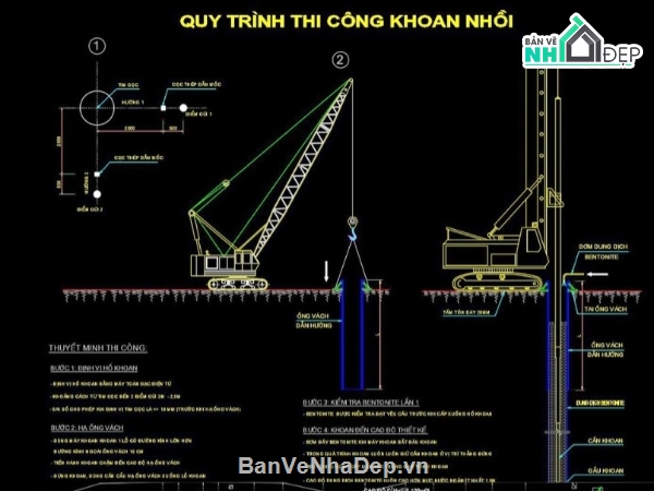 cọc khoan nhồi,file cad cọc khoan nhồi,cad cọc khoan nhồi