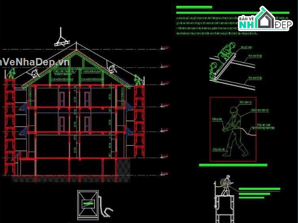 Biện pháp thi công công,thi công kết cấu mái,bản vẽ thi công kết cấu mái