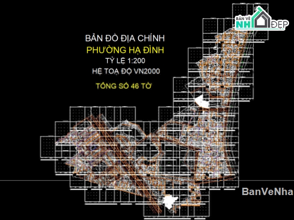 File Cad Bản đồ địa chính phường Hạ Đình,Bản đồ địa chính phường Hạ Đình - VN2000,Bản đồ giải thửa phường Hạ Đình - VN2000,Quy hoạch phường Hạ Đình - VN2000,phường Hạ Đình - VN2000