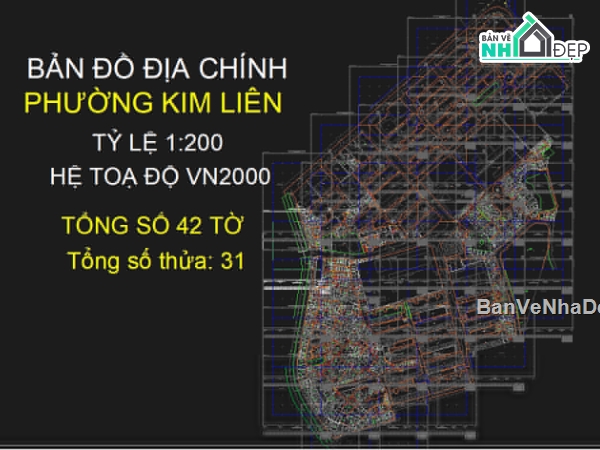 File Cad Bản đồ địa chính phường Kim Liên,Phường Kim Liên - VN2000,bản đồ địa chính hà nội,bản đồ hà nội,quy hoạch hà nội