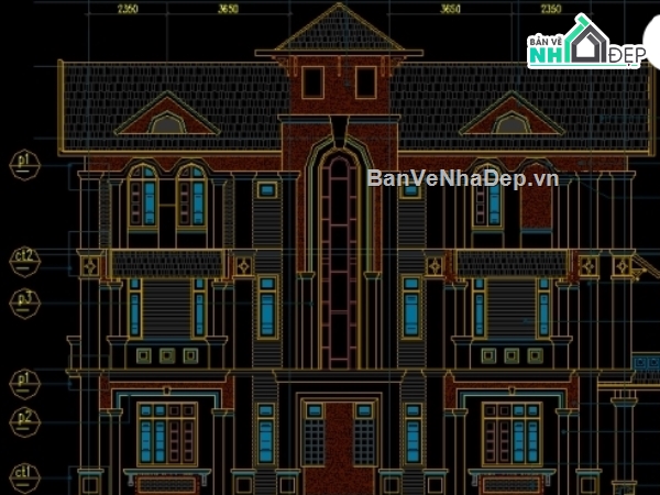 biệt thự 3 tầng,bản vẽ biệt thự đẹp,thiết kế biệt thự,mẫu biệt thự đẹp