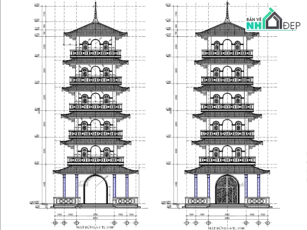 đình chùa việt nam,kiến trúc chùa,file cad bản vẽ chùa,mẫu bản vẽ chùa,bản vẽ tháp chuẩn đề,bản vẽ chùa đẹp