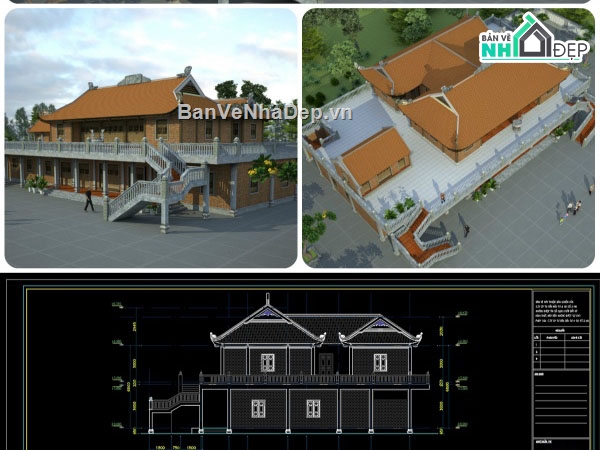bản vẽ chùa,chùa,cad chùa