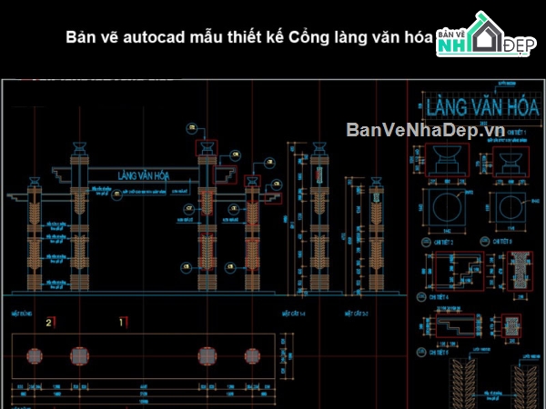Cổng làng,cad cổng làng,bản vẽ cad cổng làng
