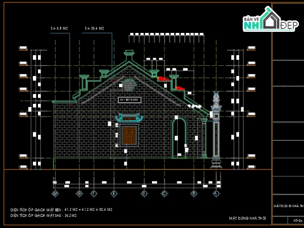 nhà thờ,File cad nhà thờ họ,kết cấu nhà thờ họ,Kiến trúc