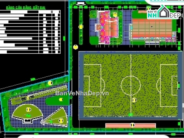 Bản vẽ khán đã sân đá bóng,khán đài sân bóng,Trung tâm văn hóa xã,kiến trúc nhà văn hóa