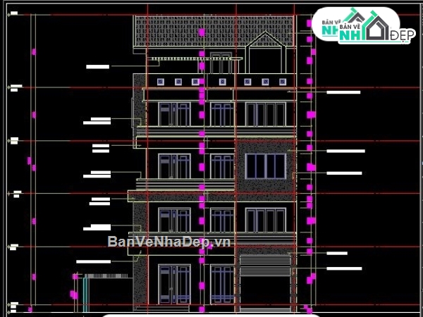 thiết kế nhà vườn,nhà vườn 5 tầng,nhà góc,thiết kế nhà góc phố,bản vẽ nhà góc 5 tầng,nhà góc nhà 5 tầng 12.4x13.4m