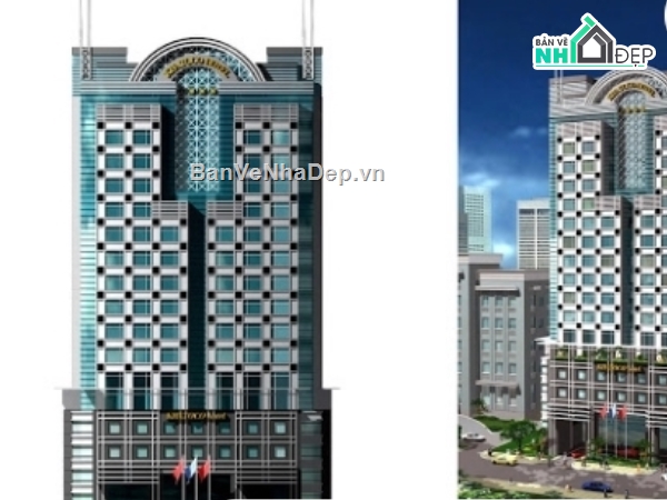 Khách sạn 4 sao,kiến trúc khách sạn,khách sạn KHATOCO,bản vẽ khách sạn KHATOCO,mẫu khách sạn 17 tầng