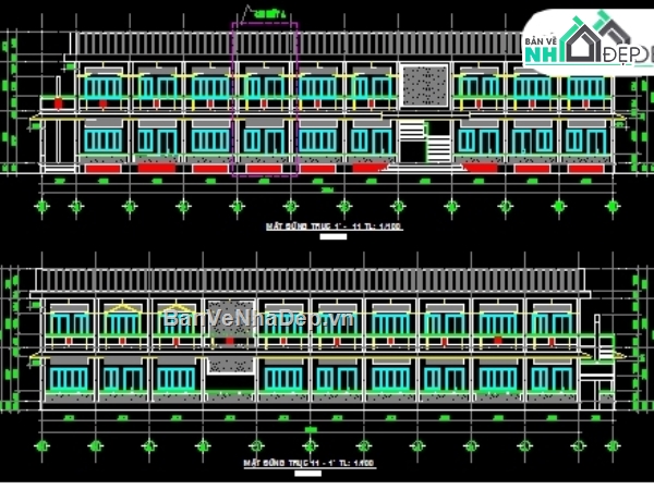 Bản vẽ trường học,Bản vẽ trường,vẽ trường học,trường học 2 tầng,bản vẽ cad trường học