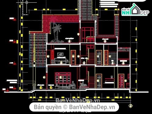 thiết kế biệt thự đẹp,Bản vẽ thiết kế biệt thự,biệt thự 3 tầng 10.2x13m,bản vẽ biệt thự 3 tầng,thiết kế biệt thự 3 tầng