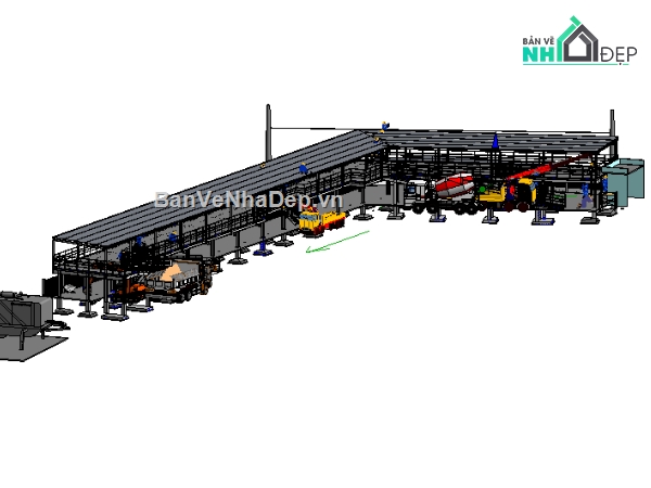 nhà xe hai bánh,nhà xe khu công nghiệp,bản vẽ nhà xe công nhân,nhà xe