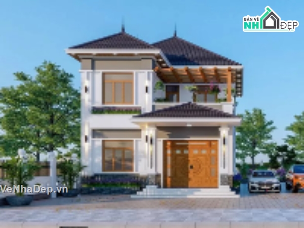 nhà mái nhật 2 tầng,bản vẽ thi công nhà mái nhật,bản vẽ full nhà 2 tầng mái nhật,bản vẽ chi tiết nhà biệt thự 2 tầng