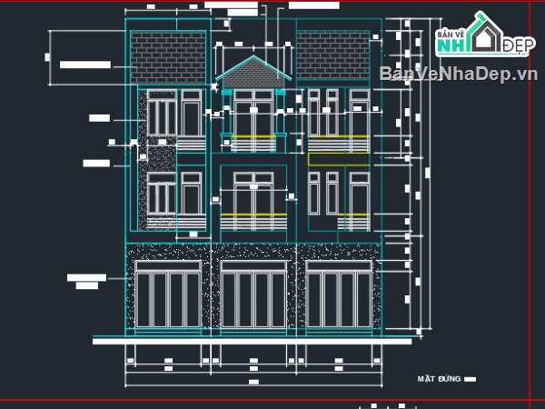 Thiết kế nhà phố,nhà phố 2 tầng,cad nhà phố 2 tầng,bản vẽ nhà phố 2 tầng