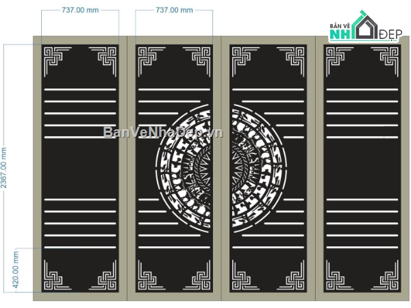 Cổng 4 cánh,file dxf cổng 4 cánh,cổng 4 cánh file dxf