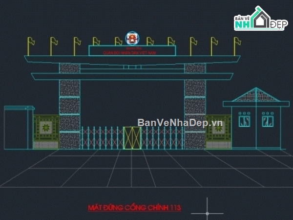 Bản vẽ,cổng,Bản vẽ cổng làng,chi tiết cổng xếp,Bản vẽ full,doanh trại