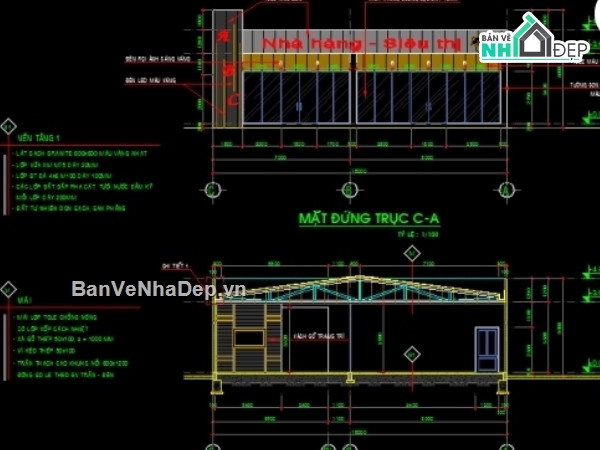 Bản vẽ kiến trúc Nhà hàng,cad kiến trúc siêu thị,siêu thị nhà hàng,bản vẽ nhà hàng siêu thị mini,bản vẽ nhà hàng siêu thị mini 15x30.28m