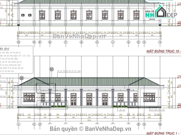 File Cad Thiết Kế Nhà Hiệu Bộ Trường Học Gồm: Bản Vẽ Kiến Trúc, Kết Cấu,  Điện Nước