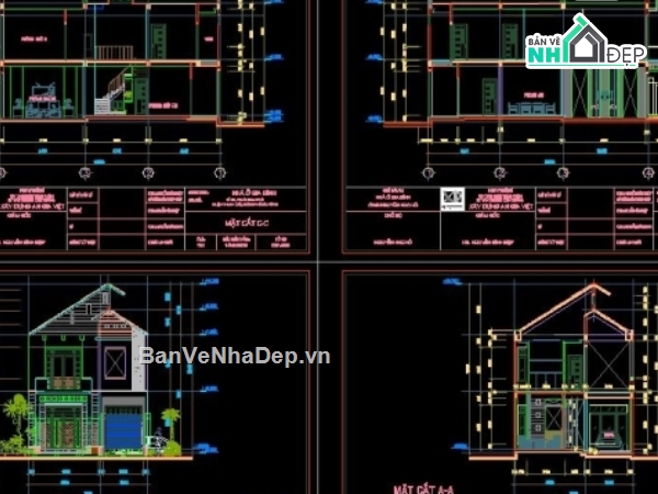 Nhà ở gia đình,nhà ở 8x17m,nhà 2 tầng mặt phố,bản vẽ nhà 2 tầng,cad nhà ở,thiết kế nhà 2 tầng