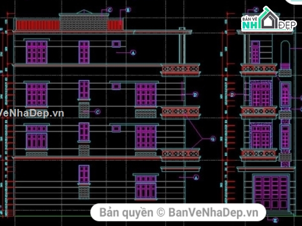 nhà 4 tầng 4x13.33m,Bản vẽ nhà phố,thiết kế nhà phố 4 tầng,bản vẽ nhà phố 4 tầng