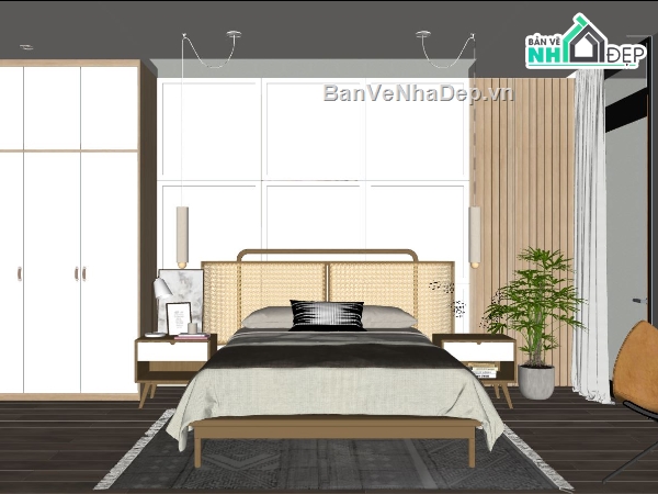 nội thất phòng ngủ,model su nội thất phòng ngủ,thiết kế nội thất phòng ngủ,sketchup nội thất phòng ngủ