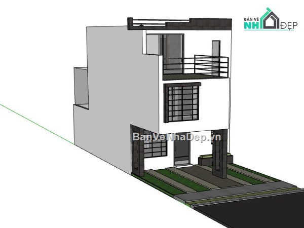 nhà phố 3 tầng,Thiết kế nhà phố,model sketchup nhà phố 3 tầng