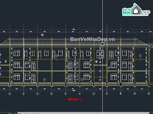 trường mầm non,trường mầm non 3 tầng,file cad trường mầm non