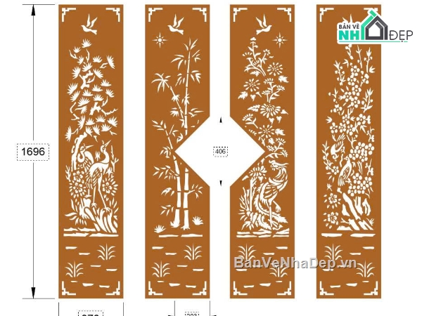 File cắt cổng cnc,cổng 4 cánh cnc,file cổng dxf đẹp