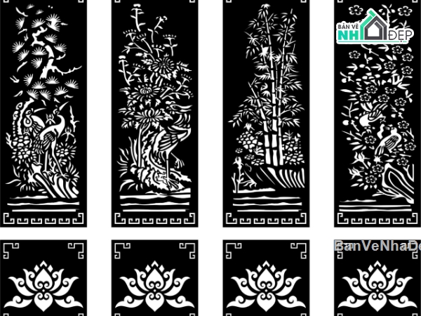 cổng cắt cnc,File cắt cổng cnc,cổng 4 cánh cnc,cổng tứ quý cnc