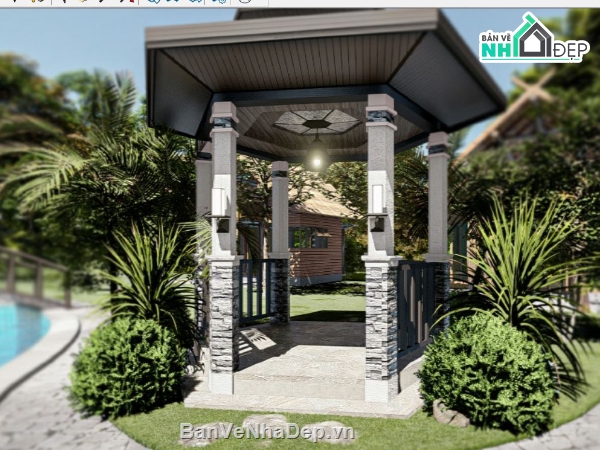chòi nghỉ file su,sketchup chòi nghỉ,file sketchup chòi nghỉ,mẫu sketchup chòi nghỉ
