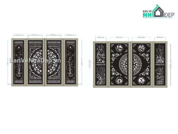 mẫu cổng,mẫu cổng 4 cánh,dxf cổng cnc đẹp