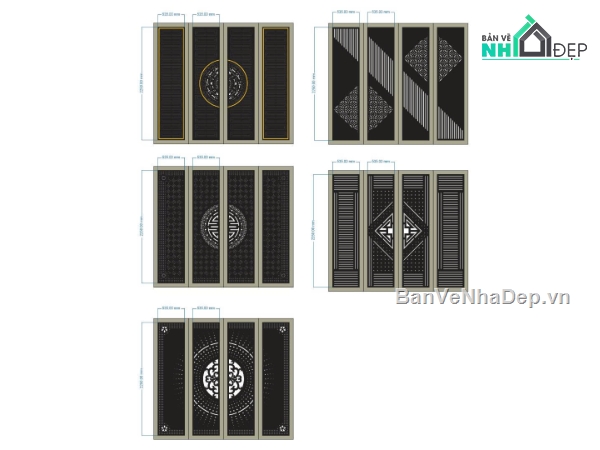 mẫu cổng,mẫu cổng 4 cánh,cổng dxf
