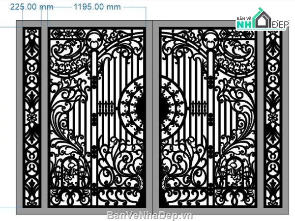 cổng 2 cánh cnc,file cnc cổng 2 cánh,mẫu cnc cổng 2 cánh