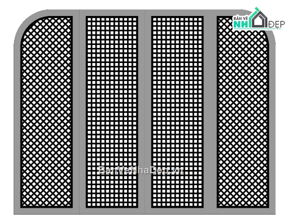 cổng 4 cánh cnc,File cổng 4 cánh,cổng dxf