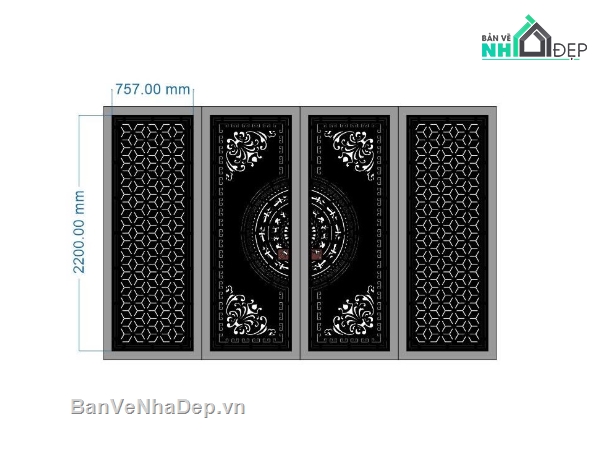 File cổng 4 cánh,cổng 4 cánh cnc,cổng 2d