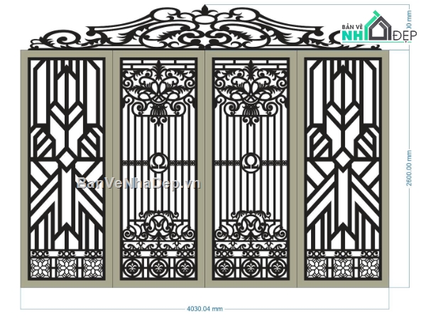 File cổng 4 cánh,cổng 4 cánh cnc,File cnc cổng 4 cánh