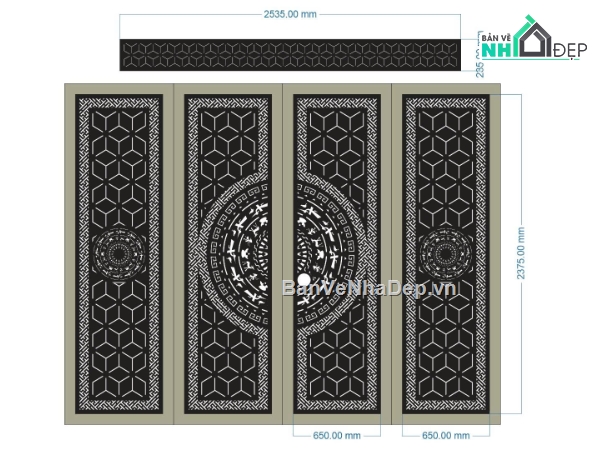 cổng 4 cánh cnc,File cổng 4 cánh,cổng dxf
