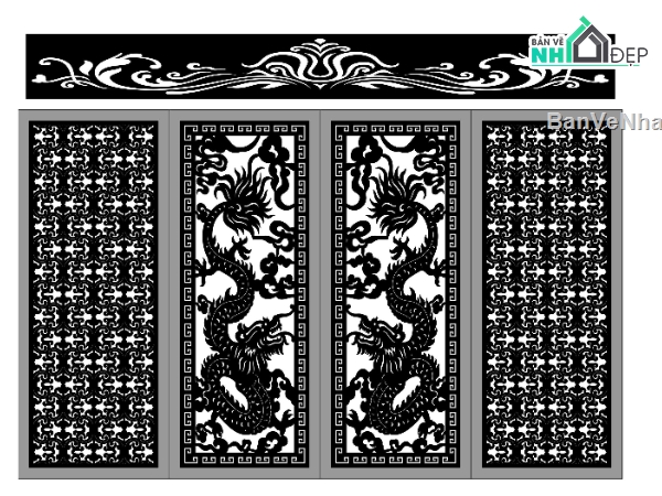 cổng 4 cánh cnc,File cổng 4 cánh,file cổng dxf đẹp