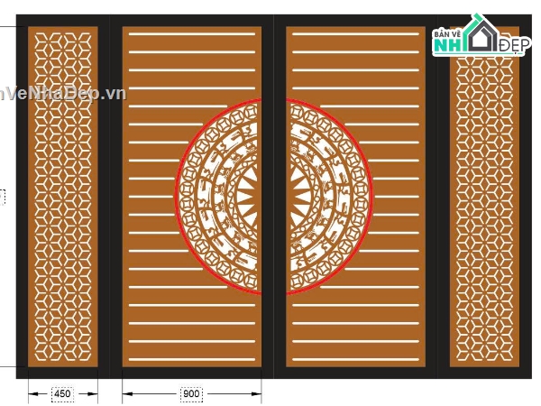 cánh cổng đẹp,cổng đẹp 4 cánh,cổng đẹp trống đồng