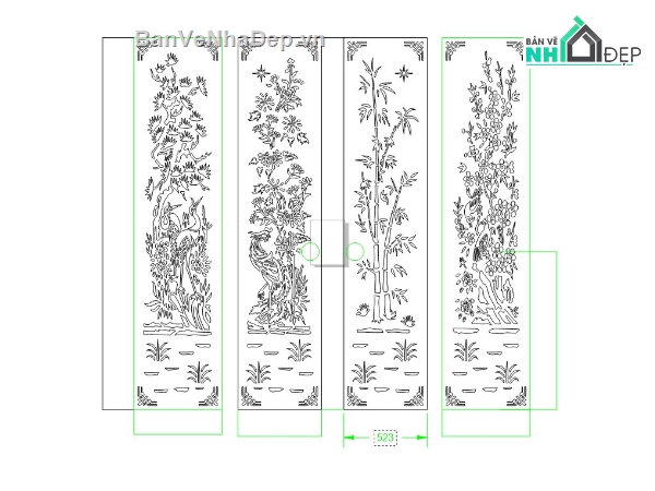 cổng 4 cánh cnc,File cổng 4 cánh,file cổng dxf đẹp