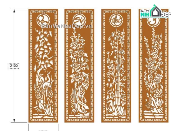 cổng 4 cánh cnc,File cổng 4 cánh,cổng tứ quý cnc,vạn sự như ý cnc
