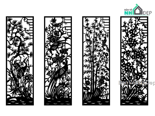 tùng trúc cúc mai,cổng tứ quý cnc,cổng cnc đẹp