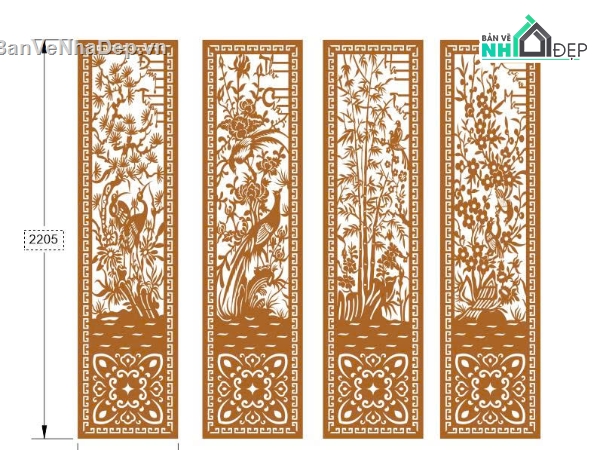 cổng 4 cánh cnc,File cổng 4 cánh,cổng dxf