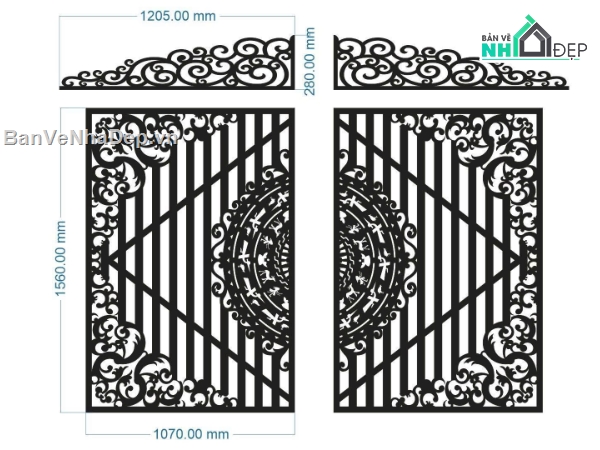 File cổng 2 cánh cnc,mẫu cổng 2 cánh,cổng 2 cánh cnc