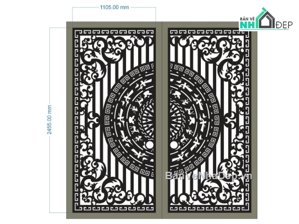 cổng 2 cánh cnc,file cnc cổng 2 cánh,mẫu cnc cổng 2 cánh