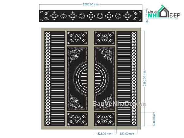 cổng 2 cánh và ô thoáng,file cnc cổng 2 cánh và ô thoáng,mẫu cổng 2 cánh cnc