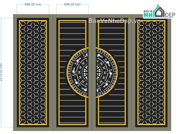 mẫu cổng 4 cánh,cổng 4 cánh cnc,file cnc cổng 4 cánh