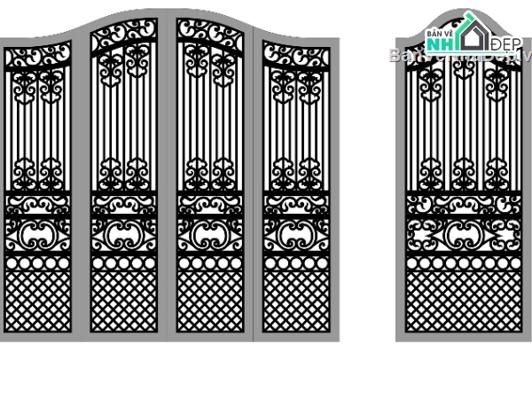 cổng 4 cánh hiện đại,mẫu cổng 4 cánh,mẫu cổng,cổng