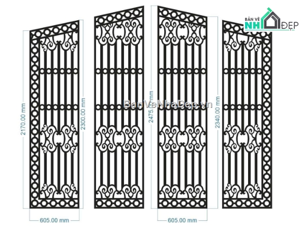 mẫu cổng 4 cánh,cổng 4 cánh cnc,file cnc cổng 4 cánh